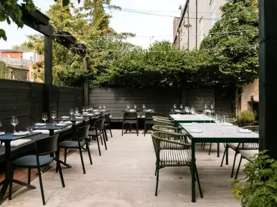 A side view of the patio at Henry's restaurant Toronto