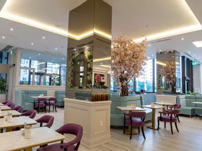 The best brunch in Toronto | The pink tree and mirror inside Evviva restaurant