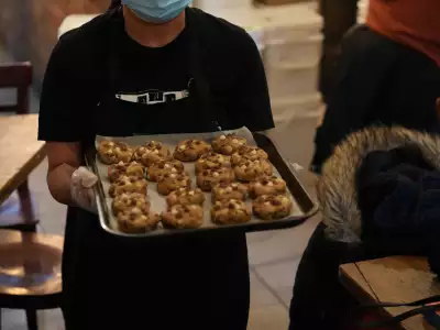 The best cafes in Toronto | A tray of cookies heading into the oven at Moonbean Coffee