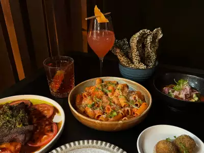 A spread of dishes at Runway06