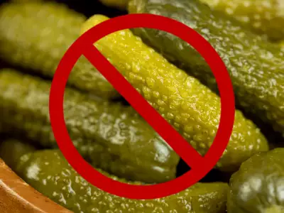 Pickles with a red circle and a line through it