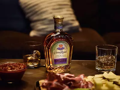 A bottle of Crown Royal