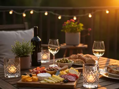 Summer wine | A spread of wine and snacks outside on the patio