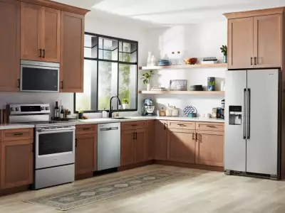 A kitchen with Maytag appliances