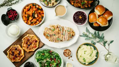 Thanksgiving dinner in Toronto | A spread of Thanksgiving food at JOEY