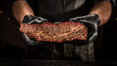 Brisket cooked on a Traeger grill