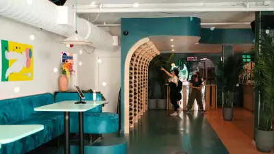 Grape Crush bottle shop and wine bar | Inside the teal-blue shop