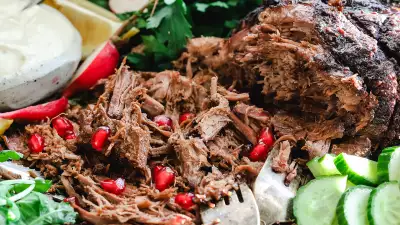 Ontario veal | Roast veal on the dinner table with cranberries