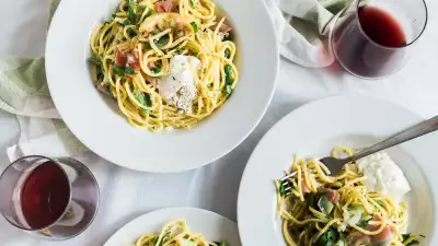 Plates of pasta and cheese