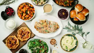 Thanksgiving dinner in Toronto | A spread of Thanksgiving food at JOEY