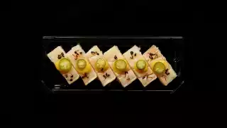Sushi types and how to eat sushi | A platter of yellowtail oshi at Minami Toronto