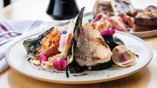 Restaurant supply chains: Seasonal grilled fish over warm salad at Bandit Brewery Restaurant supply chains: Seasonal grilled fish over warm salad at Bandit Brewery