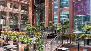 Restaurant Review: The Rabbit Hole, a whimsical British pub | The Rabbit Hole's patio