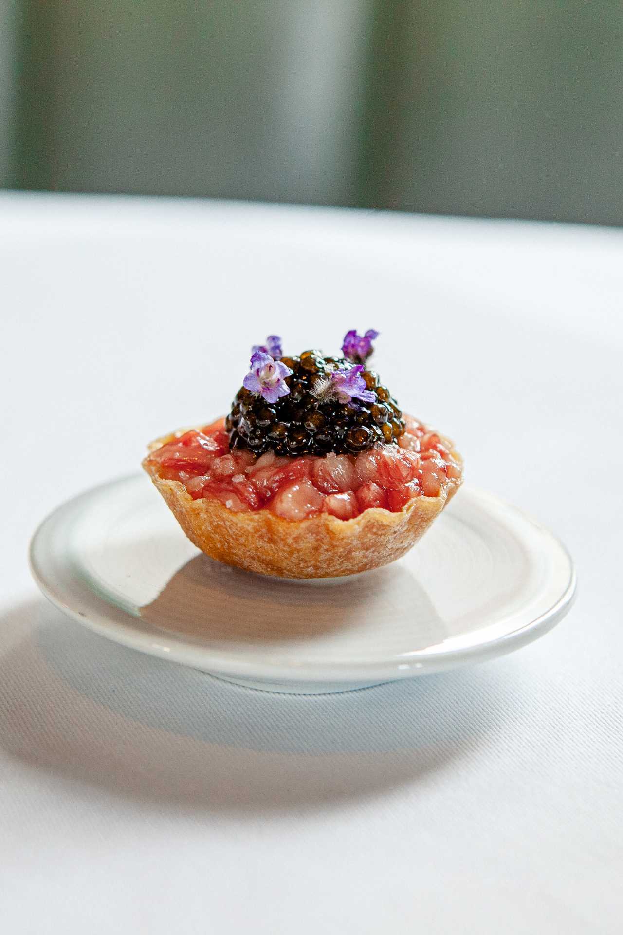 Wagyu beef tartare topped with caviar at Alo Wagyu beef tartare topped with caviar at Alo