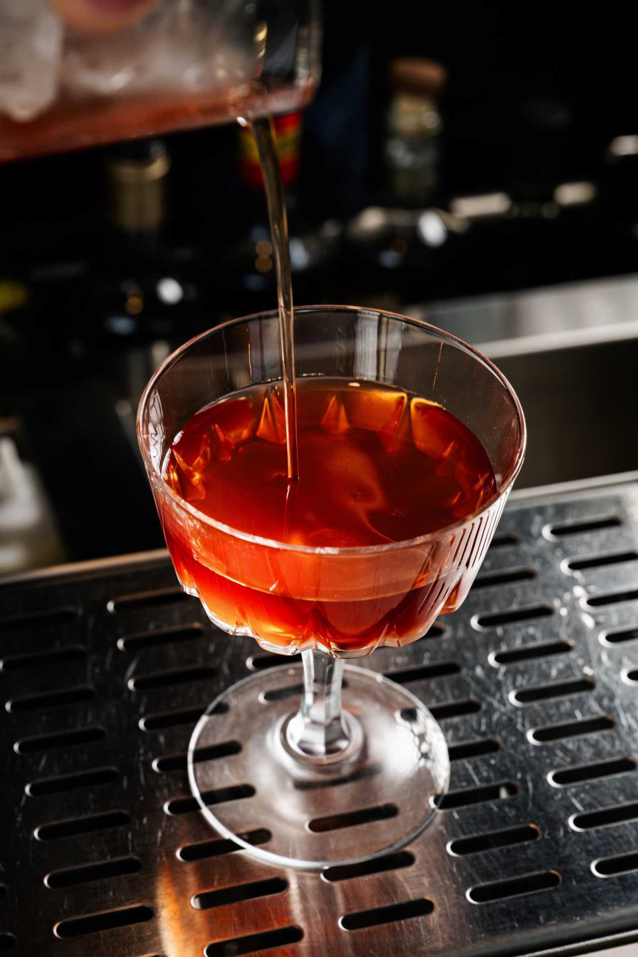 Borrowed Time cocktail at Lisbon Hotel, with tequila, campari, a house coffee liqueur, benedictine and chocolate bitters Borrowed Time cocktail at Lisbon Hotel, with tequila, campari, a house coffee liqueur, benedictine and chocolate bitters