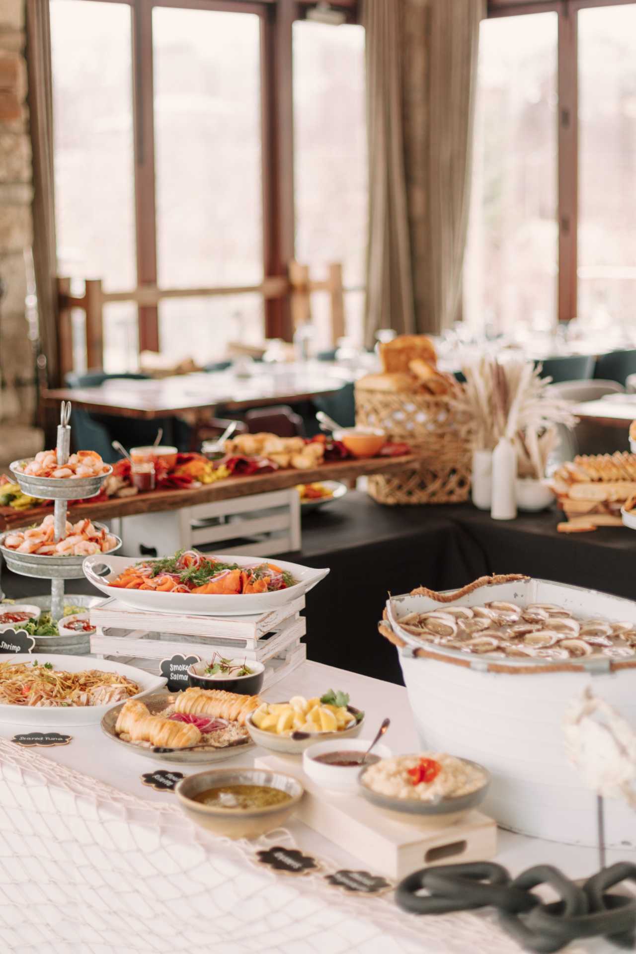 Cambridge Mill | A table with seafood, pastries and brunch food Cambridge Mill | A table with seafood, pastries and brunch food