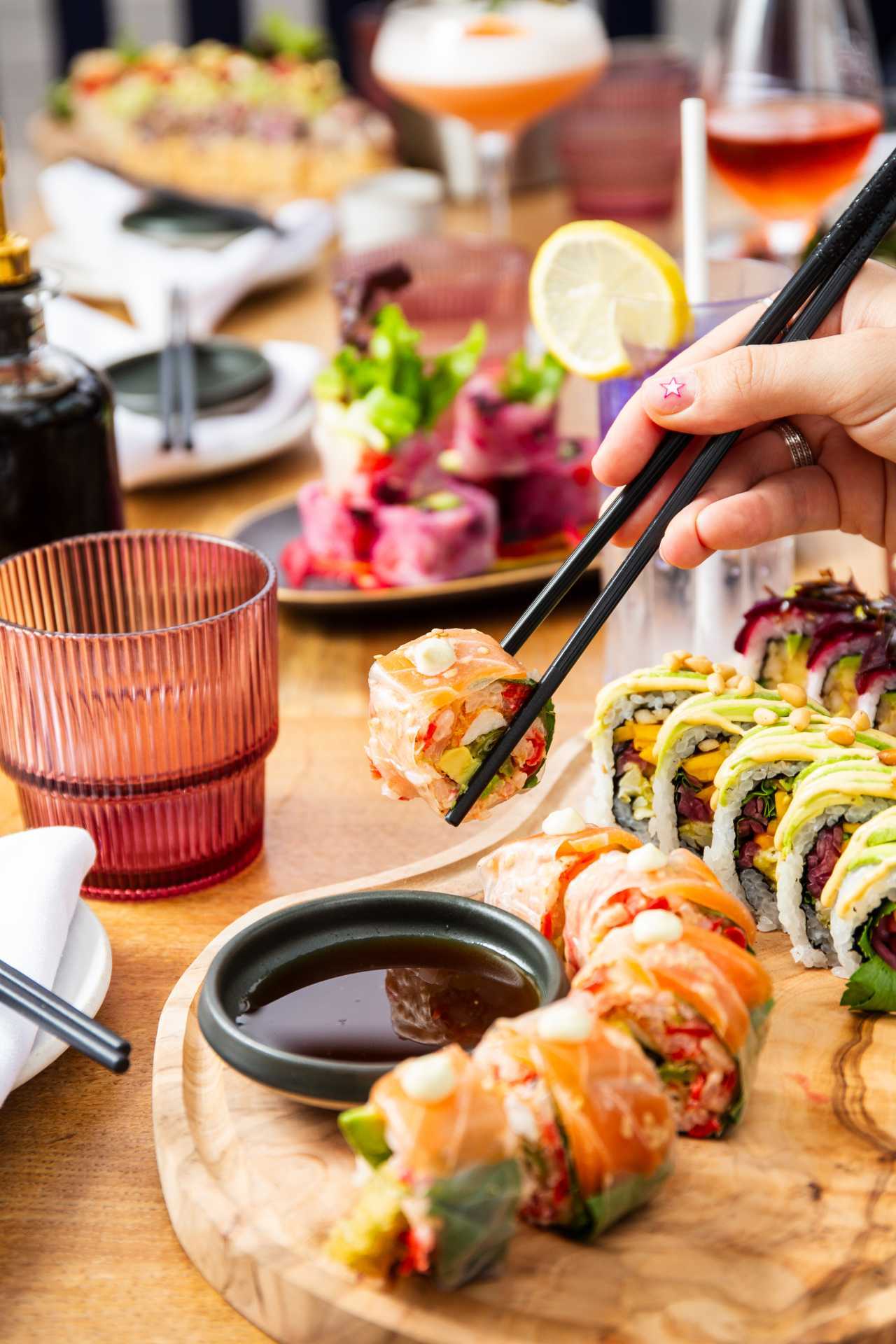 New restaurants Toronto | Assorted colourful rolls at Sushi Momo on Queen West