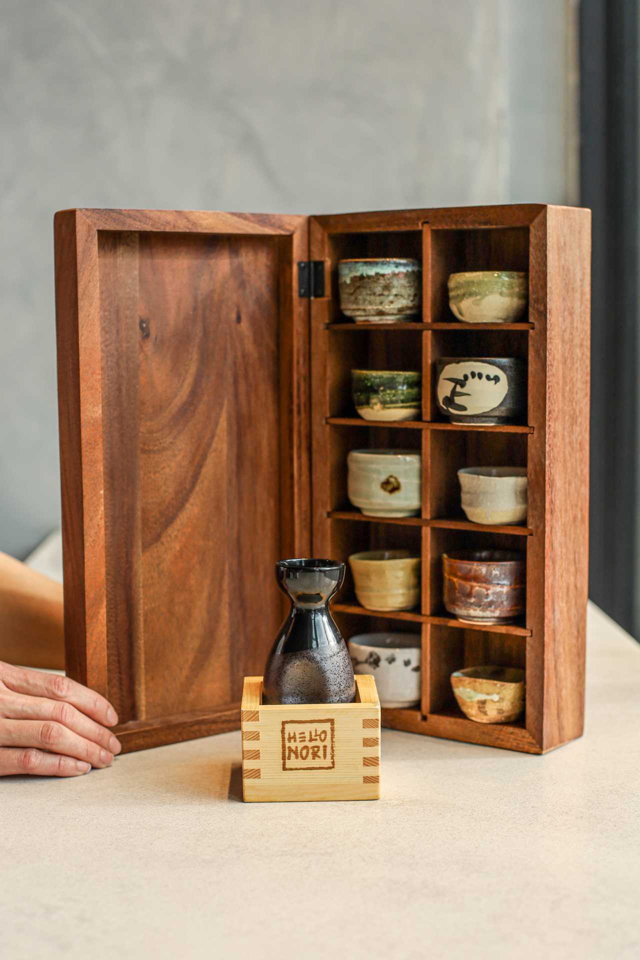 Hello Nori, King West, Toronto | A sake box at Hello Nori in Toronto Hello Nori, King West, Toronto | A sake box at Hello Nori in Toronto