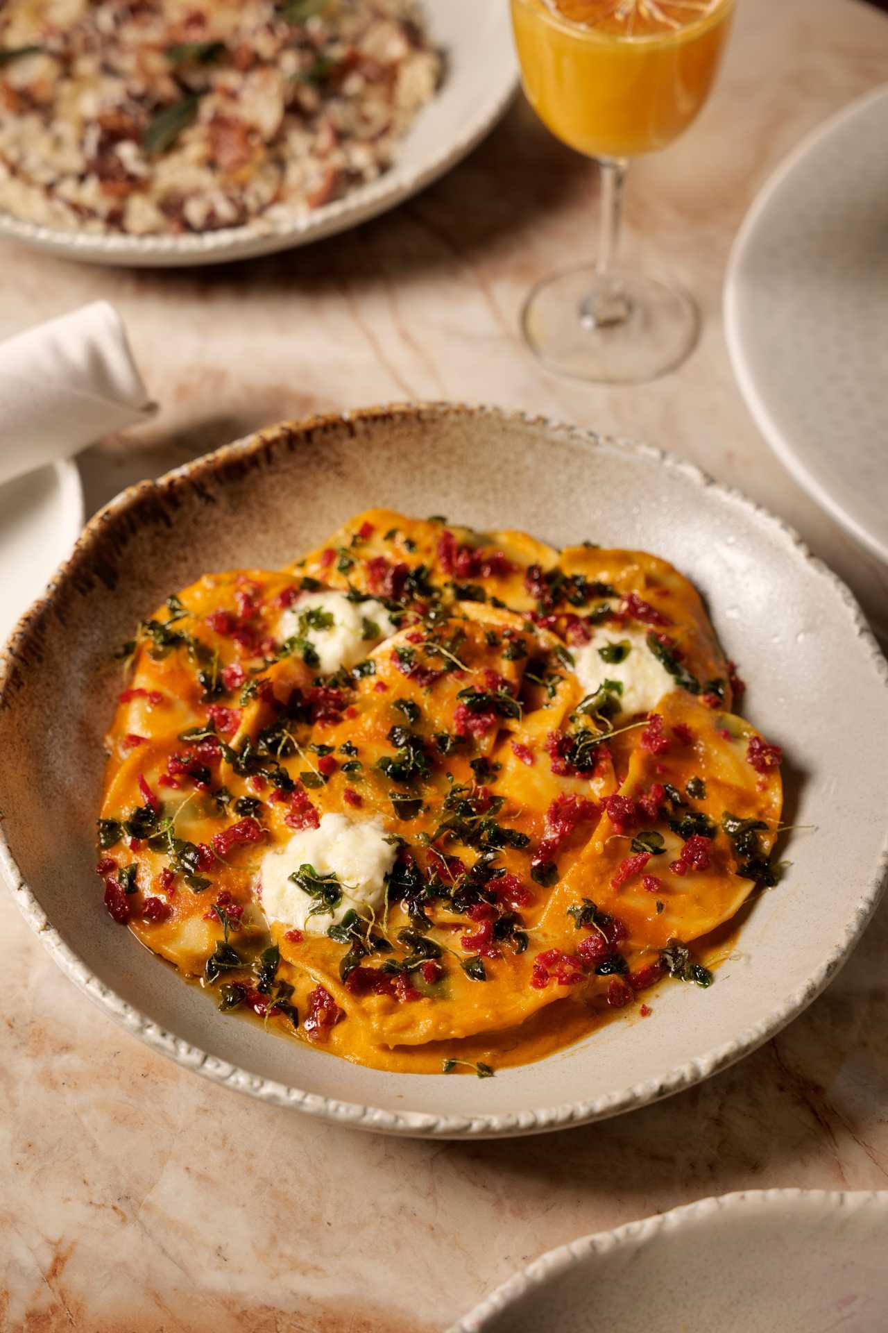 Christmas bars | Butternut Squash Agnolotti at The White Garden at Queens Harbour