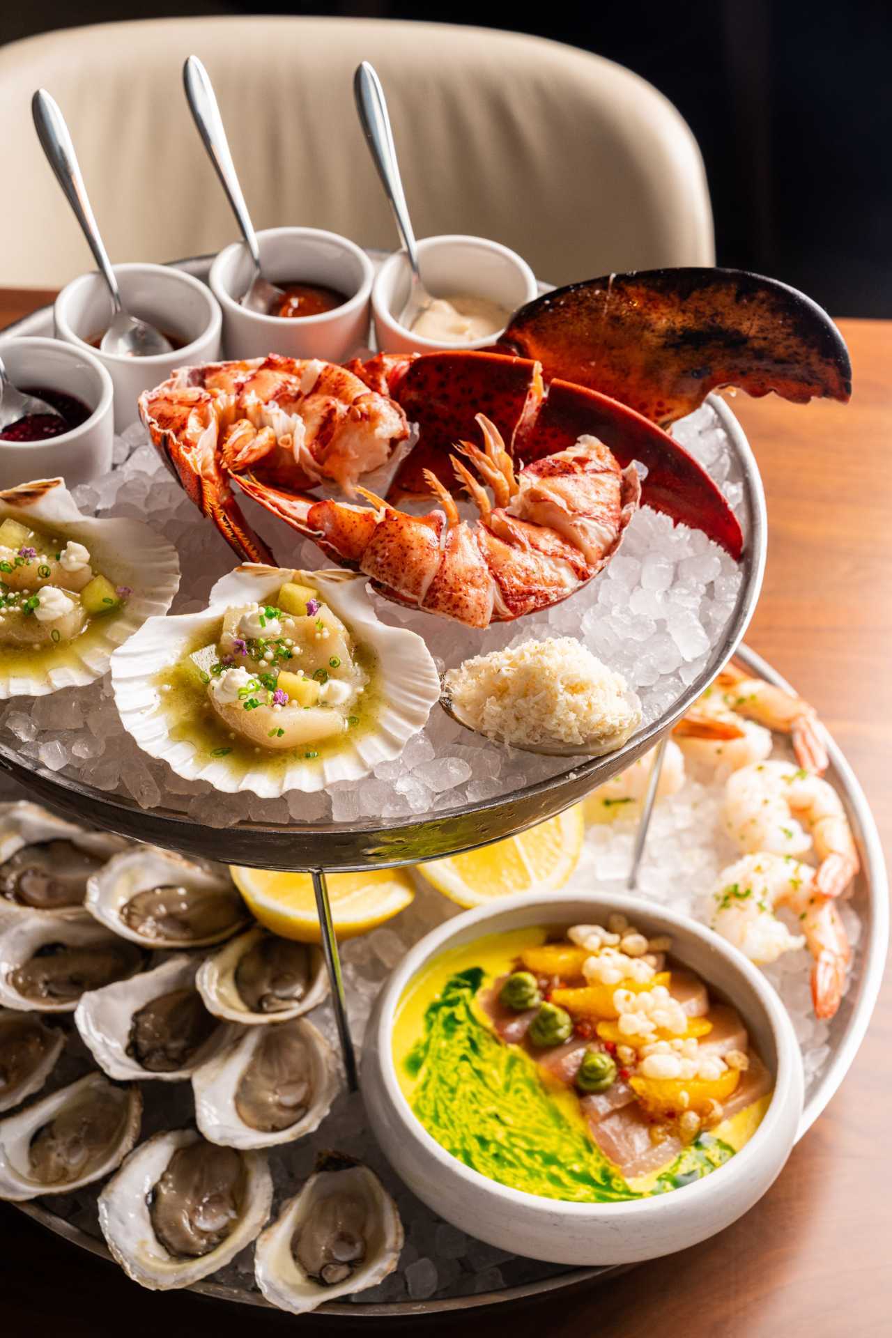 Romantic restaurants in Toronto | The Mother of Pearl seafood tower at The Chase