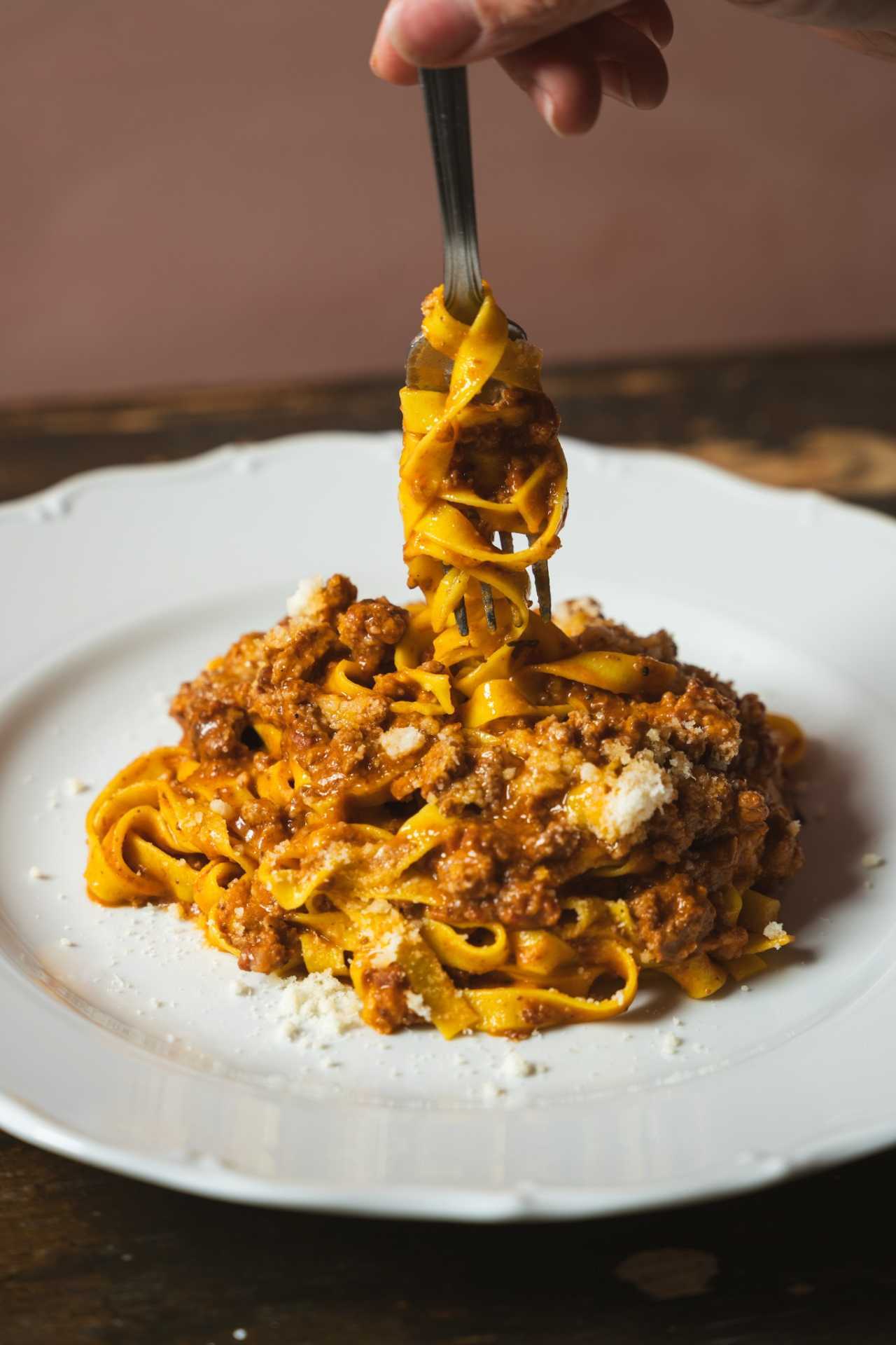 Farm-to-table dining in Qu&eacute;bec: A fork twirls pasta at Pasta Pooks in Montreal