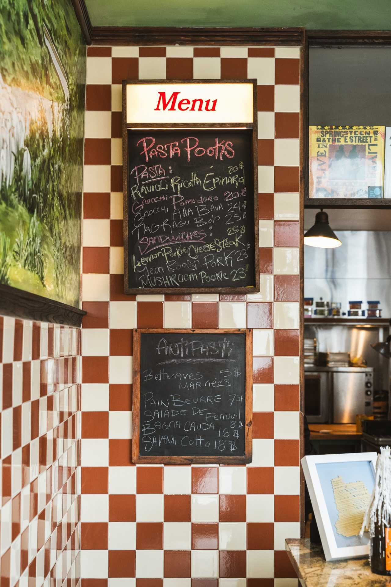 Farm-to-table dining in Qu&eacute;bec: The trendy interior at Pasta Pooks in Montreal