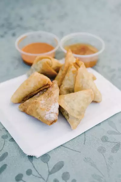 Deeply Rooted Farmers' Market | Vegan and vegetarian samosas from Niagara Samosas