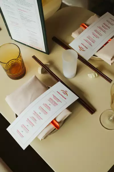 The best bars in Toronto | A menu and chopsticks at Simpl Things