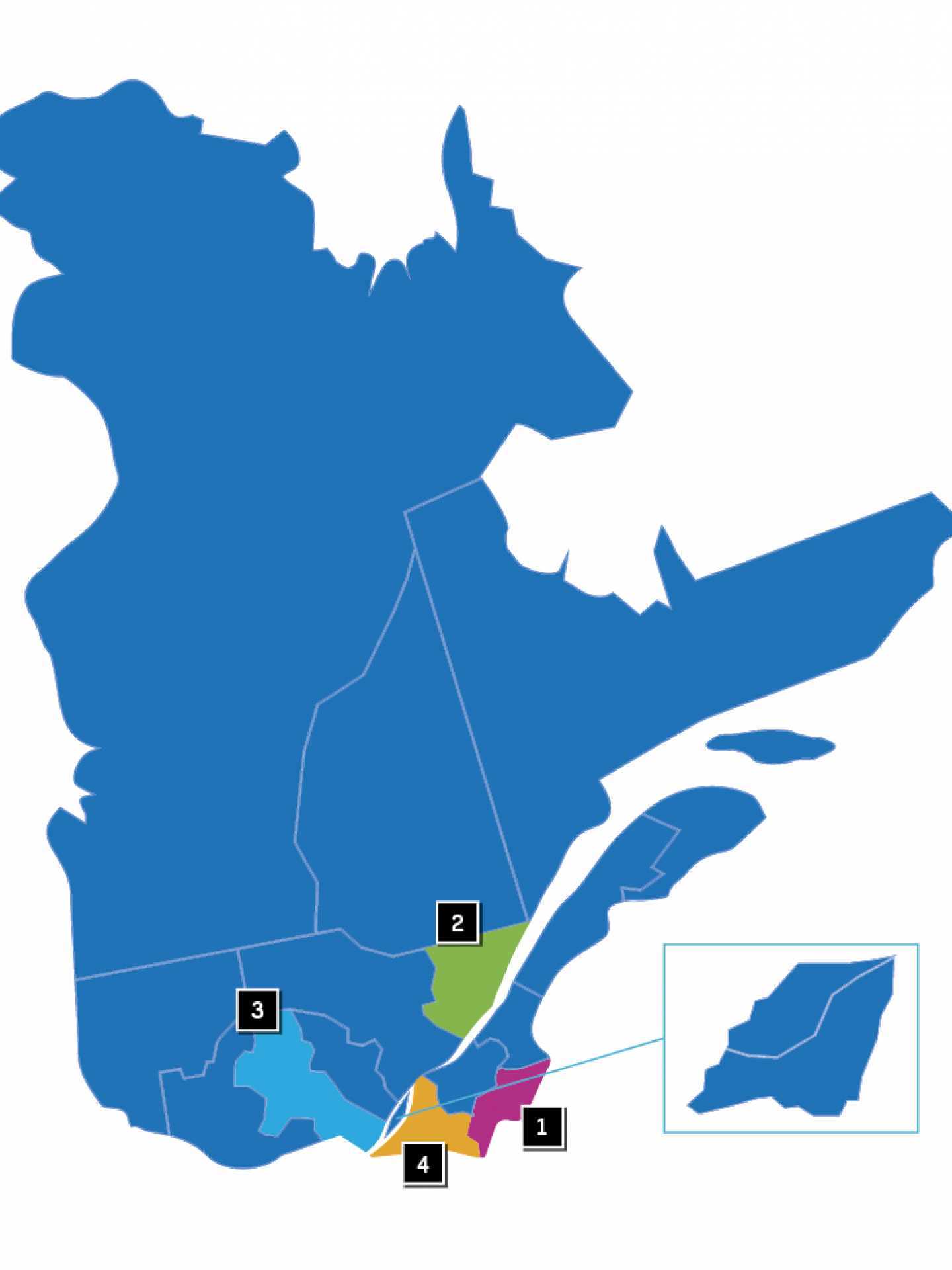 A map of Québec's gourmet routes A map of Québec's gourmet routes