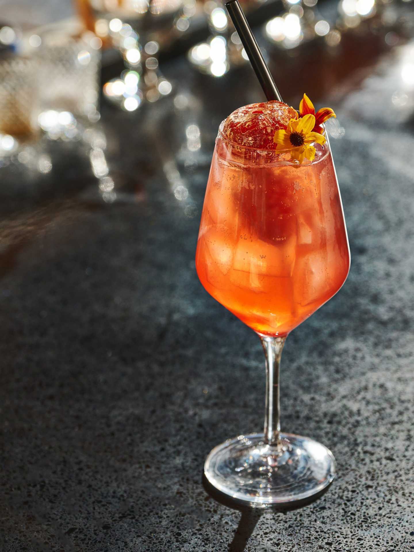 A summery cocktail at Azura on the Danforth