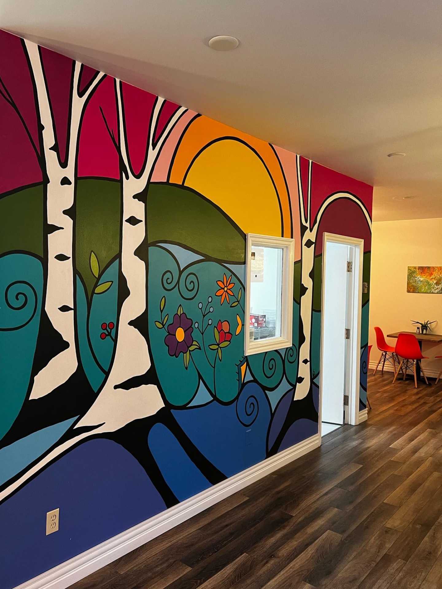 Indigenous food experiences in Canada | A colourful mural at Jenna's Nut Free Dessertery