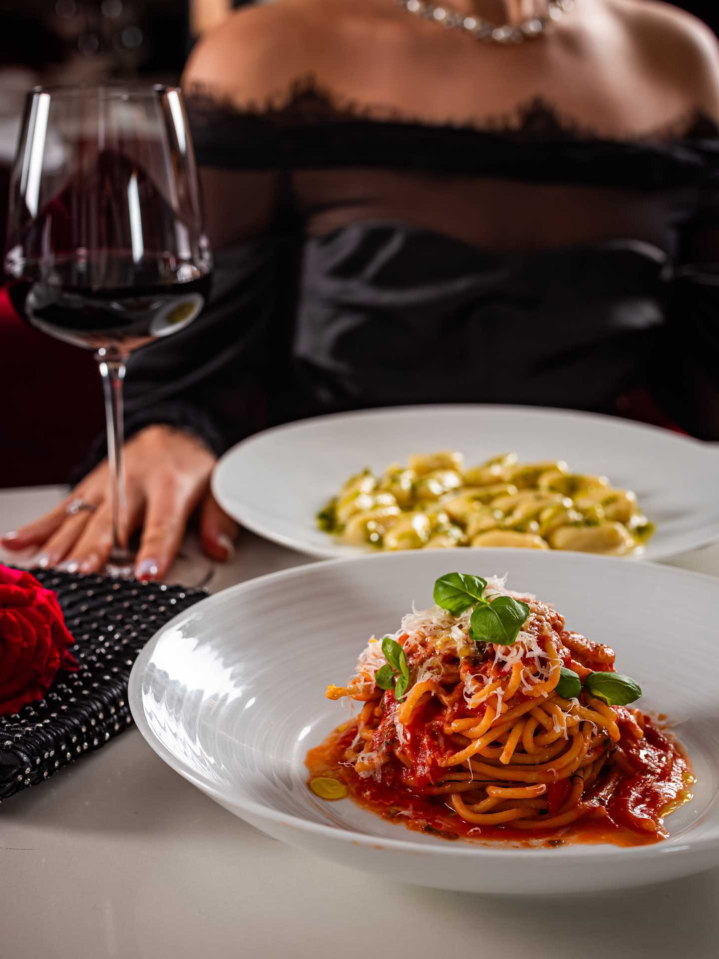 Italian restaurants Toronto | Plates of pasta and wine at Sofia in Yorkville