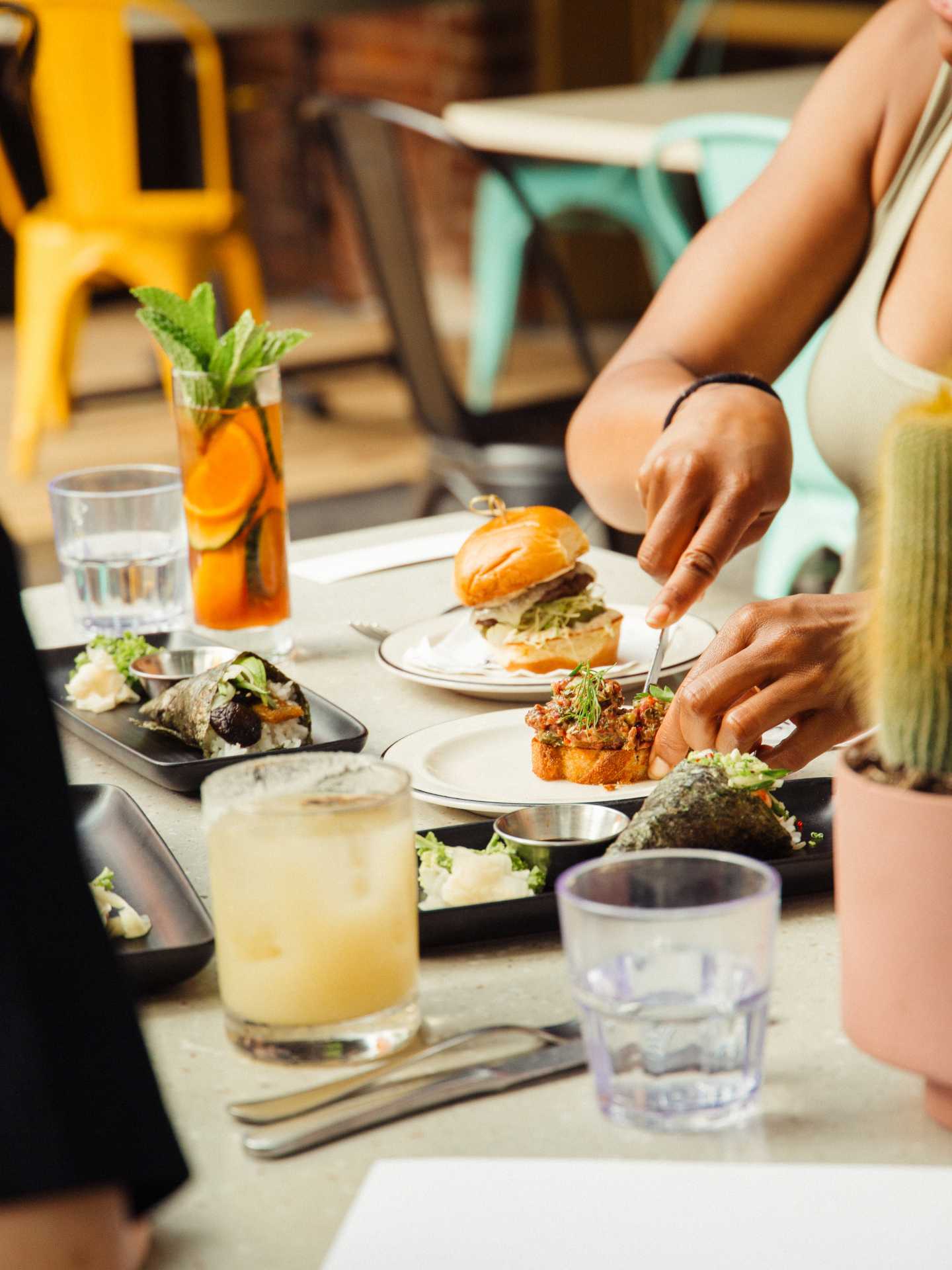 The best cafes in Toronto | Assorted plates and The Drake burger at The Drake Cafe
