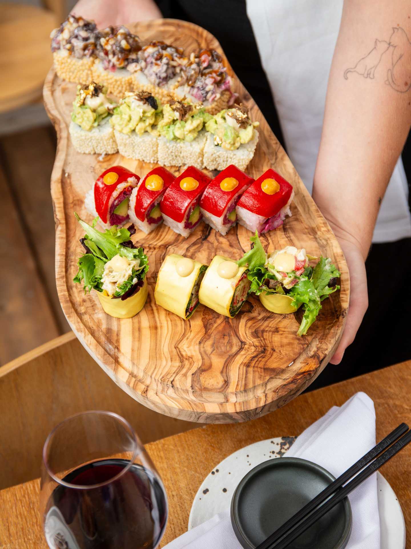 Best vegan restaurants Toronto | A platter of colourful vegan rolls at Sushi Momo