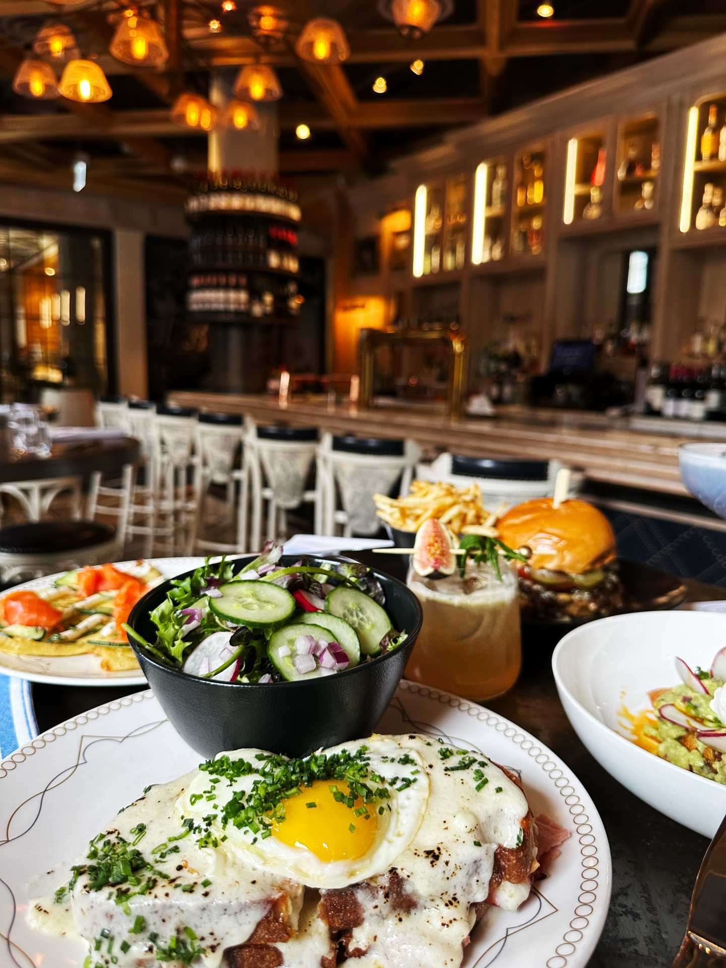 A spread of dishes at Cluny Bistro & Boulangerie