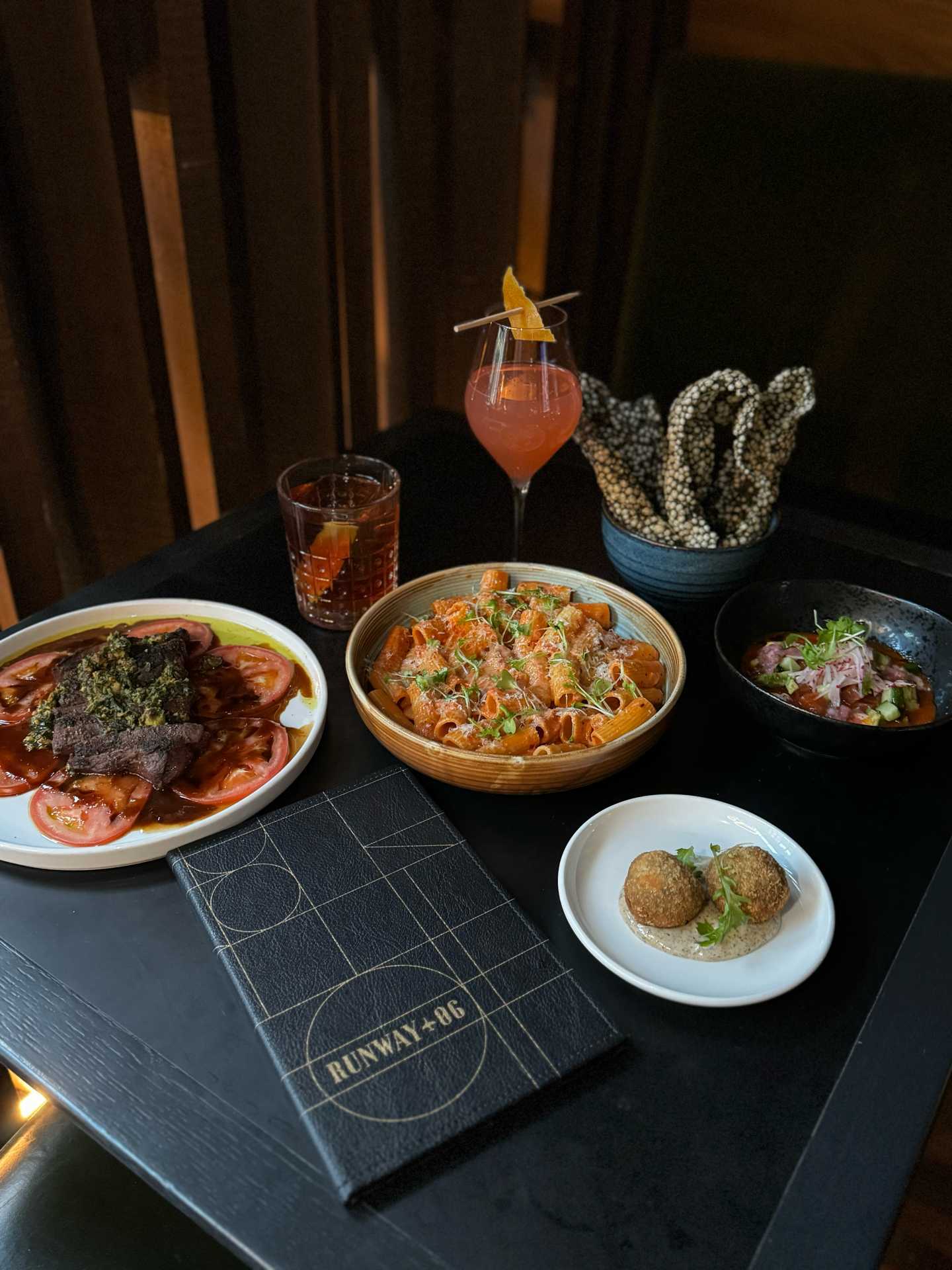 Rigatoni alla vodka and other dishes at Runway06