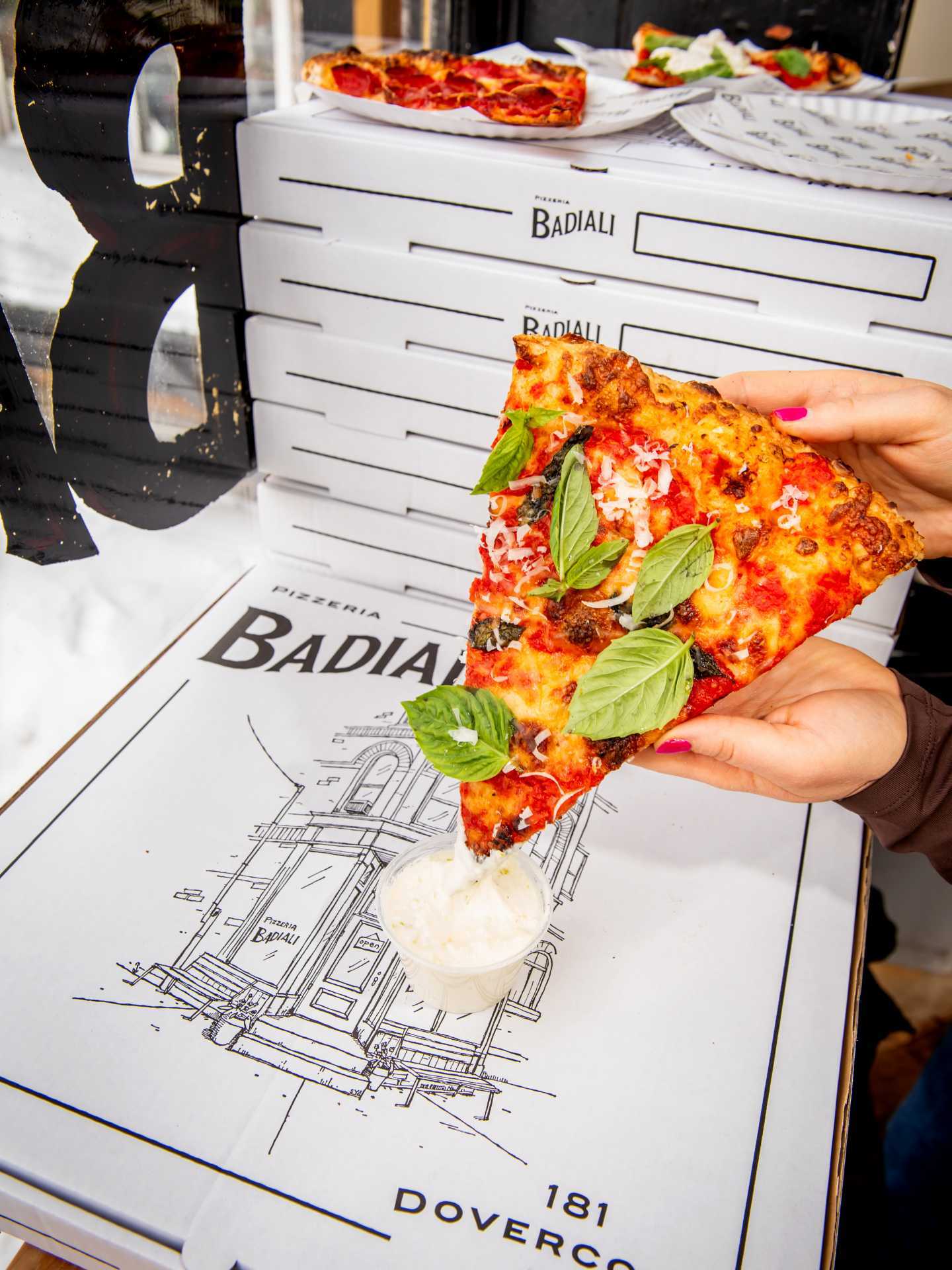 Toronto pizza | A slice of margherita pizza at Badiali Pizzeria