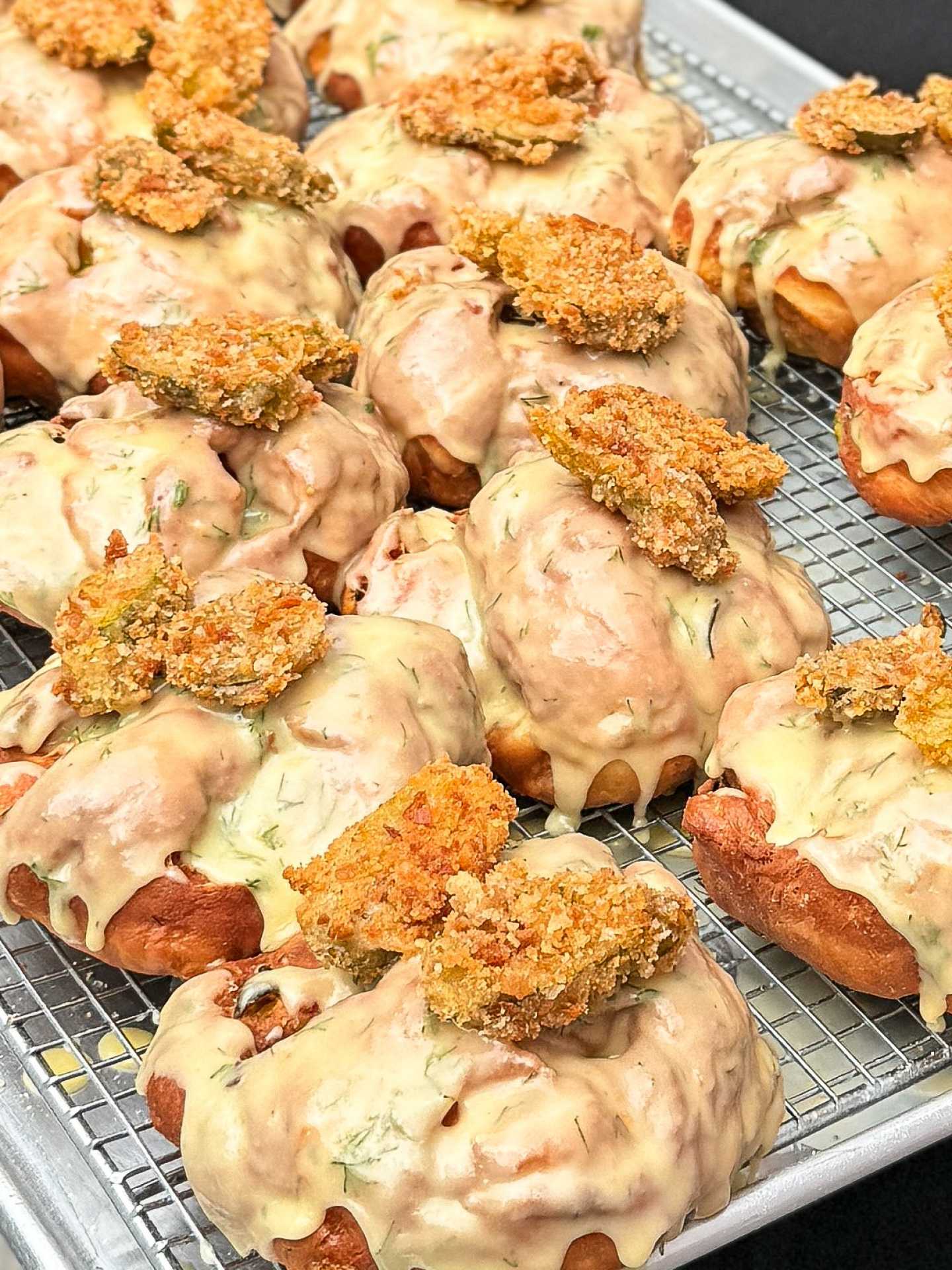Dill pickle fritters from Machino Donuts Dill pickle fritters from Machino Donuts