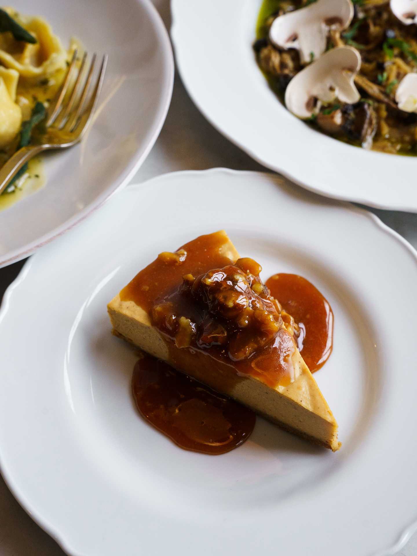 Queer-owned restaurants Toronto | Sweet potato cheesecake at Gia Restaurant