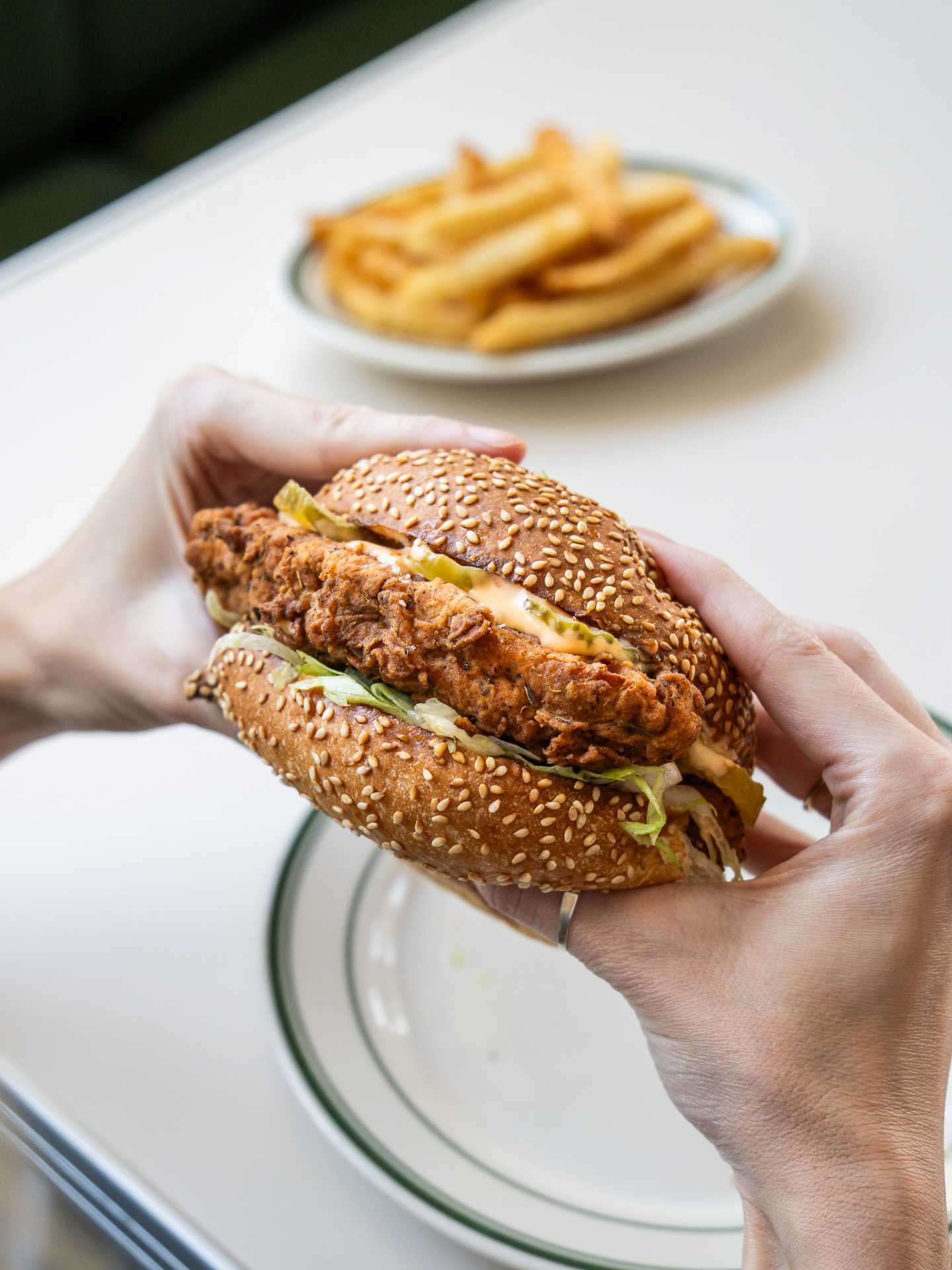 Fried chicken sandwich at Stefano's