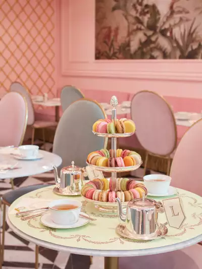 Ladurée Yorkdale, Toronto | Macarons on a tiered stand at Ladurée