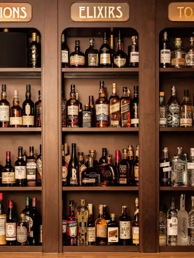 Shelves of bottles at Wolfie Toronto