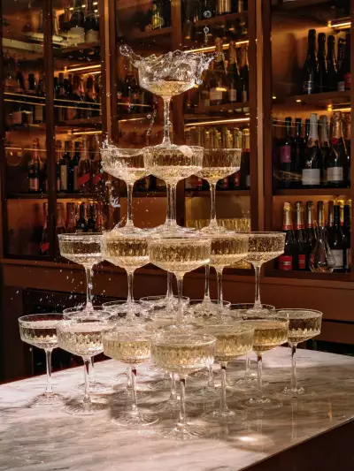 The best bars in Toronto | A tower of champagne coupes at Coffee Oysters Champagne