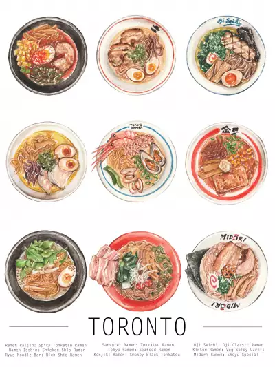 Toronto artists' food illustrations | Ramen by Tanya Mu