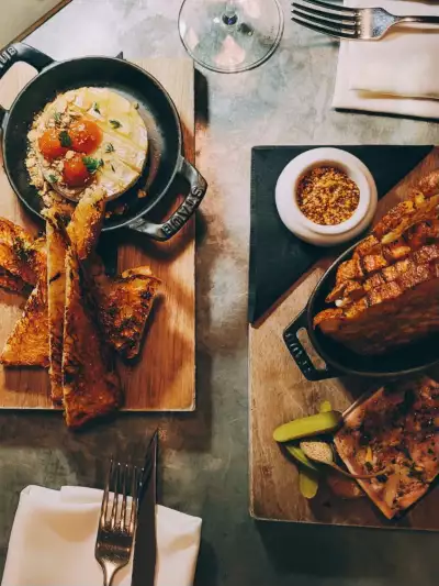 Romantic restaurants in Toronto | An overhead shot of food at Neverland