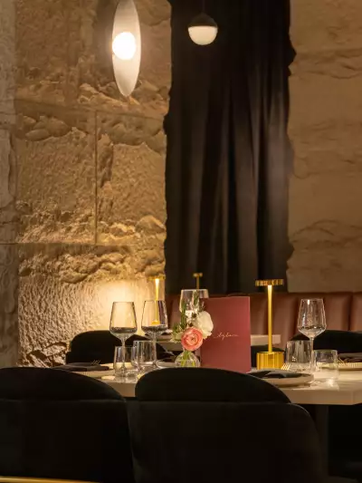 A set table inside Lyla Toronto