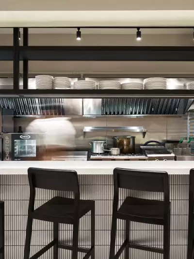 The open kitchen at Gateau Ghost