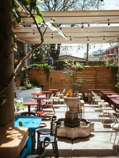 The back patio at Grape Witches on Dundas