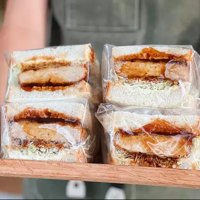 A tray of sandwiches at Tsuchi Café