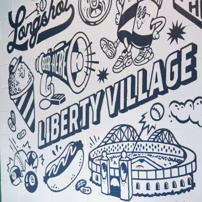 Left Field Brewery, Liberty Village, Toronto | The mural inside Left Field Brewery, painted by Cam Miller